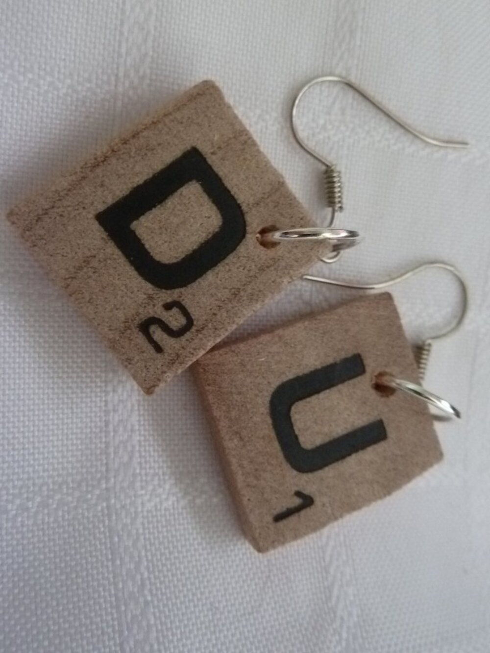 No73 Handmade earrings made from Scrabble tiles